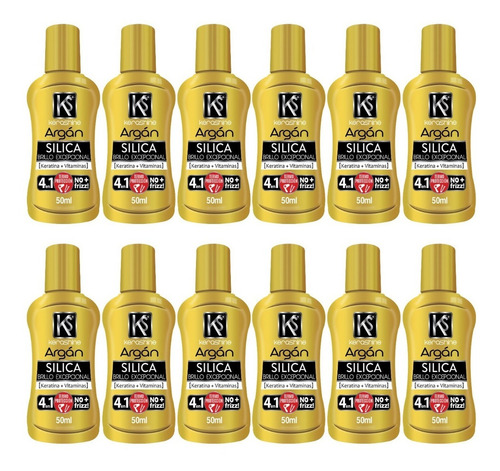 12 Pack Kerashine Sílica En Gotas Argán 50 Ml C/u