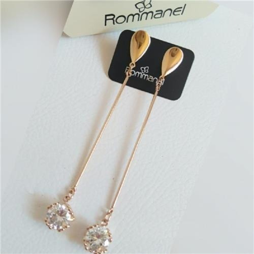 Brincos Rommanel Base Gota Com Palito Com Zircônia 525200 Cor Dourado