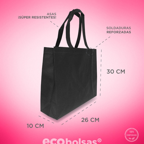 Imagen 1 de 3 de 100 Bolsas Boutique Negras Con Fuelle Lateral 40x30x10 Cm.