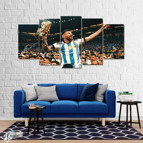 Cuadro Messi Copa Campeon Decorativo Moderno Futbol