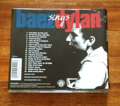Joan Baez - Baez Sings Dylan / U.s.a. / Cd Estándar (Usado)