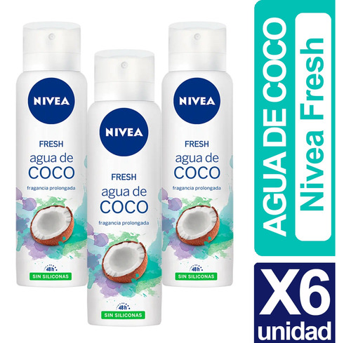 Desodorante Nivea Agua De Coco X6 Unid