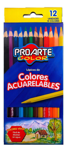 Lapices 12 Colores Acuareables Proarte