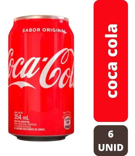 Coca Cola Lata 354ml Original Gaseosa Pack X6 Latas