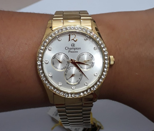Relógio Champion Feminino Dourado Original Nfe