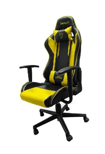 Imagen 1 de 1 de Silla de escritorio Ocelot OGS-02 gamer ergonómica  negra y amarilla con tapizado de cuero sintético