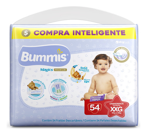 Pañales Bebé Bummis Premium Hiperpack Talle Xxg De 54 Unid.