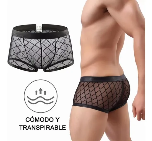 Lenceria Hombre Sexy Boxer Ropa Interior Hot Malla Cuadros