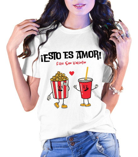 Playera Feliz Dia Amor Y Amistad Palomitas Coca Cola Pareja