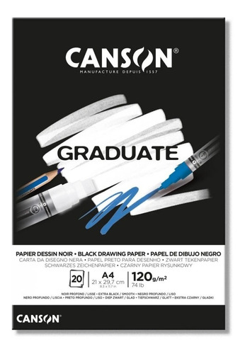 Canson Block Graduate Noir 120 Grs A4 X 20 Hojas