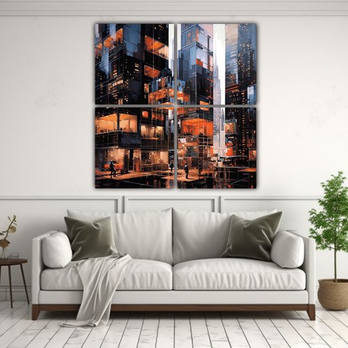 100x100cm Cuadro Futurista De Colores Espaciales En Nueva Yo