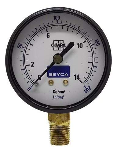 Manometro Beyca 0 A 14 Kg Salida Inferior Rosca 1/2