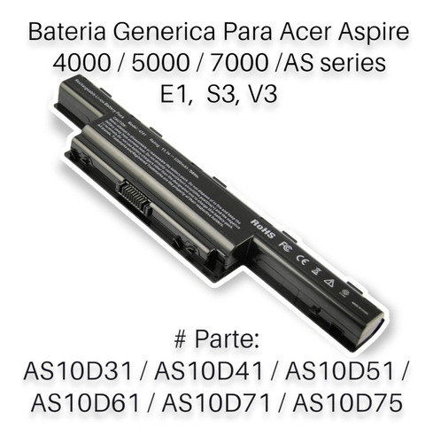 Bateria Generica Nueva Para Laptops Acer Aspire (as10d31)