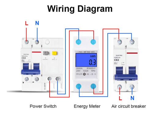 Medidor De Energía Dds528l Lcd Retroiluminación Din 5 32a