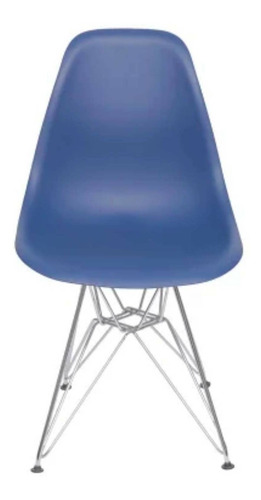 Cadeira de jantar BoxBit DKR Eames polipropileno base cromada, estrutura de cor  azul-marinho, 1 unidade