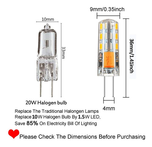 Rayhoo 10pcs Bulbo Led G4 Bi-pin Base Lámparas De Luz 1.5 Wa
