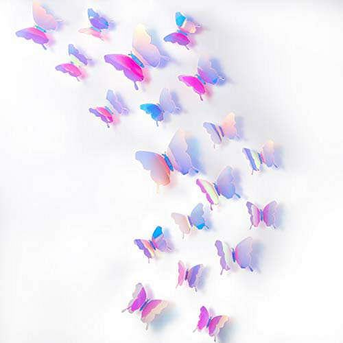 48 Piezas De Mariposas Decoración De Pared Diy Espejo 3d Peg