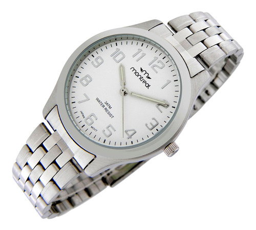 Reloj Montreal Hombre Ml1510 100% Acero Agujas Luminosas