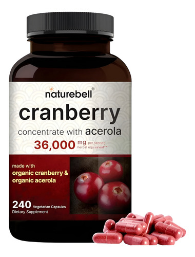 Cranberry 36.000 Mg Concentrado Com Acerola 240 Cáps. * Eua Vegano