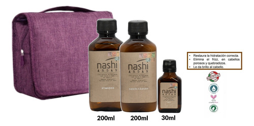 Kit Aceite Shampoo Acondicionador Nashi Argan Hidratante 