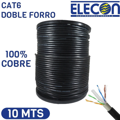 Cable Utp Internet Cat6 Exterior Doble Forro Por 10 Metros 
