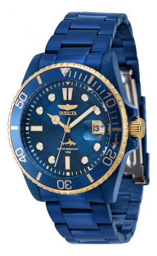 Reloj pulsera Invicta 40878, con correa de acero inoxidable color azul