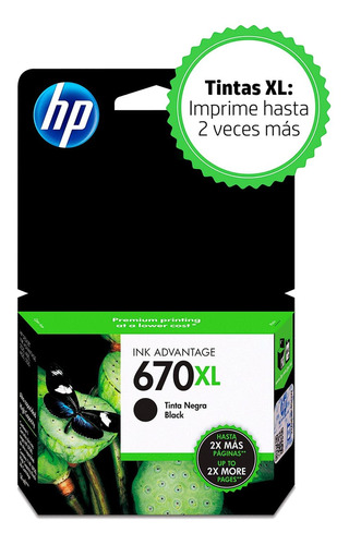 Cartucho De Tinta Hp 670xl Negra