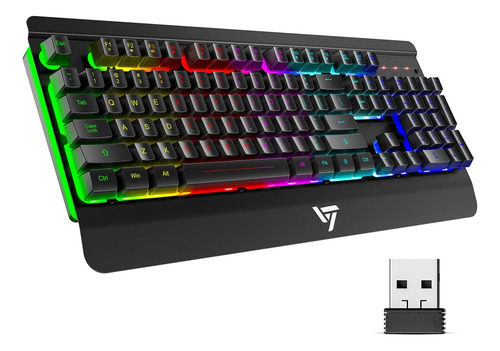 Teclado Led Gamer Inalambrico Recargable Nuevo Negro Inglés Internacional (Usado)