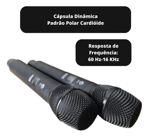 Microfones Dinâmico Cardióide Sem Fio Kadosh K-402m Cor Preto