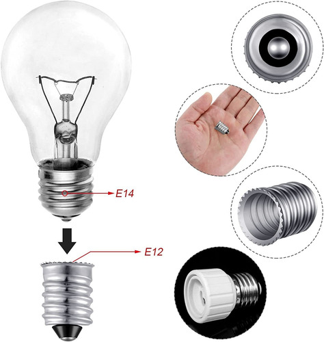 Adaptador De Lámpara Base E14 A E12 Para 15 Piezas E...