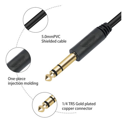 Cable De Extensión Estéreo E81/4 Trs De 6,35 Mm Macho A 6,35