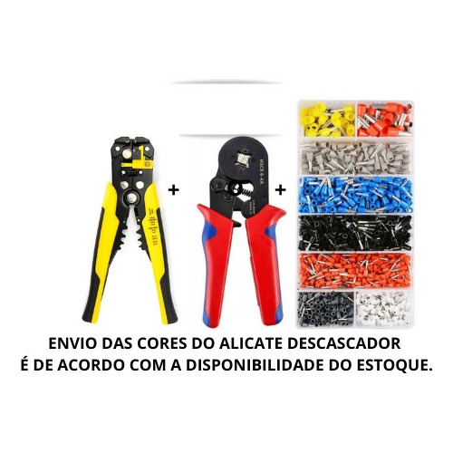 Kit Alicate Crimpador+desencapador+1200 Ilhós 0,25 A 10mm