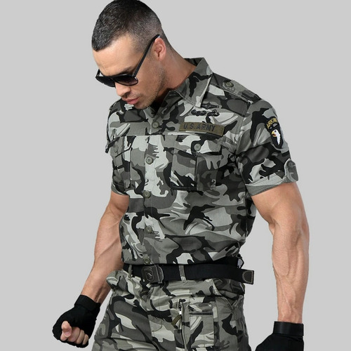 Camisas Militares Para Hombre, Blusa De Manga Corta, De Algo