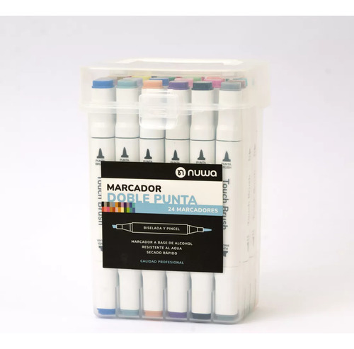 Marcadores Touch Doble Punta Pincel Y Biselada X36 Nuwa Multicolor