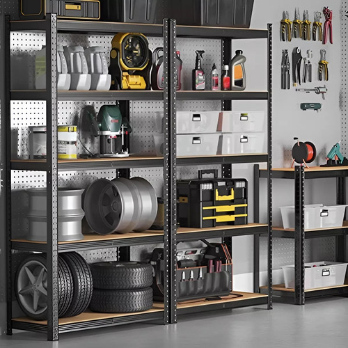 Estante Metalico Marca Eoland 180cm X 90cm X 40cm Organizador Negro De 5 Niveles Facil Ensamblado Multiuso Escritorio Madera Mdf Alta Calidad Repisas Estanterias Organizadoras
