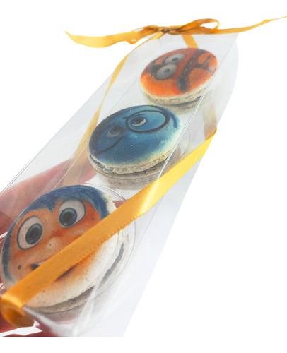 8 Embalagens Caixa Acetato C/ Berço P/ 3 Macaron Mini Donuts