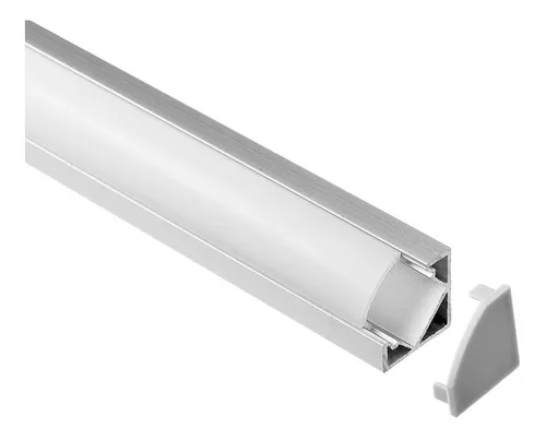 Perfil de aluminio esquinero para tira LED con difusor - 4 grapas