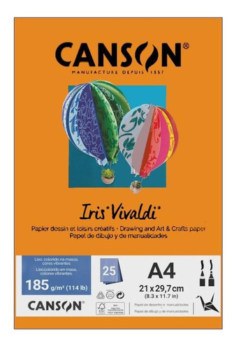 Papel Canson A4 Iris Vivaldi 185g 25fls Cenoura