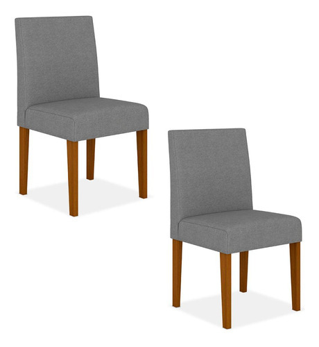Kit 02 Cadeiras Haia Wood Cinamomo/linho Cinza - M A Cor da estrutura da cadeira Cinamomo Cor do assento Linho Cinza Desenho do tecido Liso