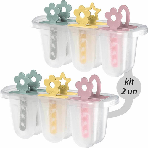 Forminha 12 Picolé Forma Molde Palito Sorvete Gelo Livre Bpa Cor Transparente