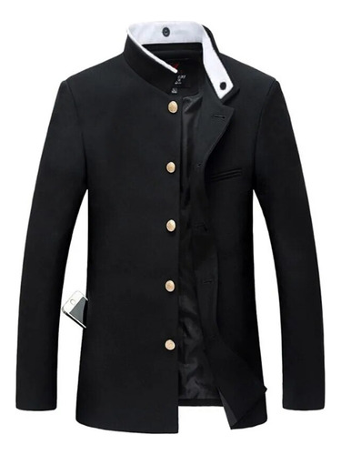 Chaqueta Tipo Túnica Negra Para Hombre, Uniforme Escolar, Un