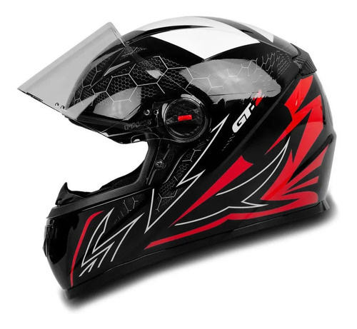 Capacete Fw3 Gt2 Preto/branco/vermelho Brilhante