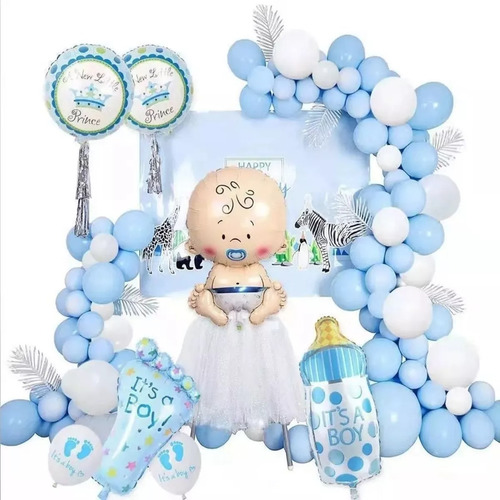 Baby Shower Niño Globos Decoracion Set, Azul Bebé Para Niño