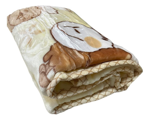 Cobertor Cunero Para Bebe 100x120cm Extra Suave Calientito Beige Borregos Lisa