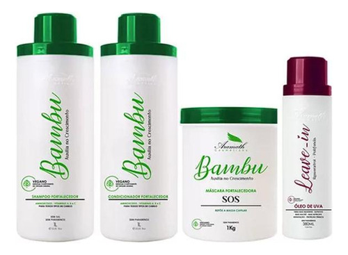  Kit Broto De Bambu Shampoo, Condi, Masc 1l Leave-in Aramath