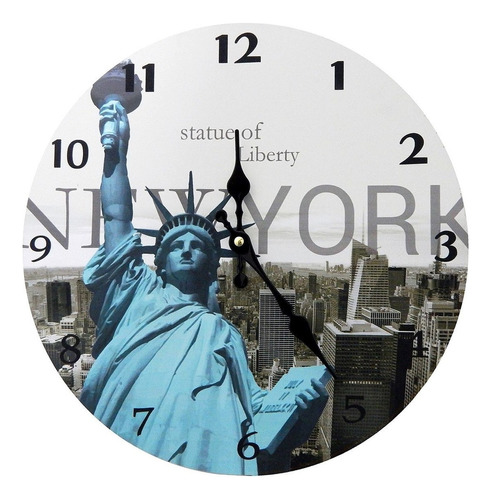 Reloj De Pared Vintage 33 Cm New York - Re3683 Color de la estructura Azul Color del fondo Azul