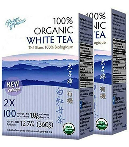 Té Blanco Orgánico Príncipe De Paz, 100 Bolsitas (pack 2)