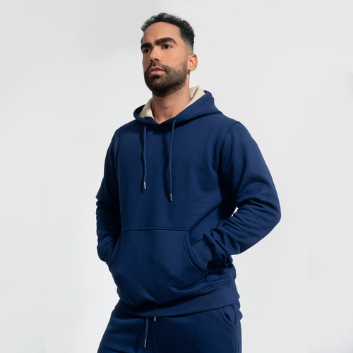 Conjunto Buzo De Algodón Polera Y Jogger Azul Acero