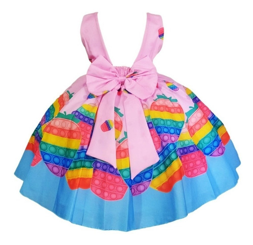 Imagem 2 de 2 de Vestido Pop It Festa Infantil Rosa Luxo 3 A 10 Anos