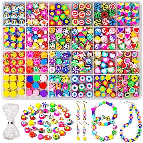 360 Piezas De Cuentas De Arcilla De Frutas Y Flores Pul...